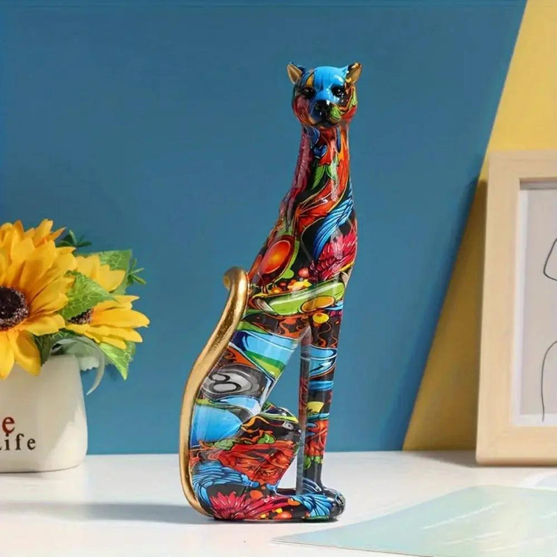 Colorful Cheetah Figurine Modern Artistic Table Decor by House Of Avana