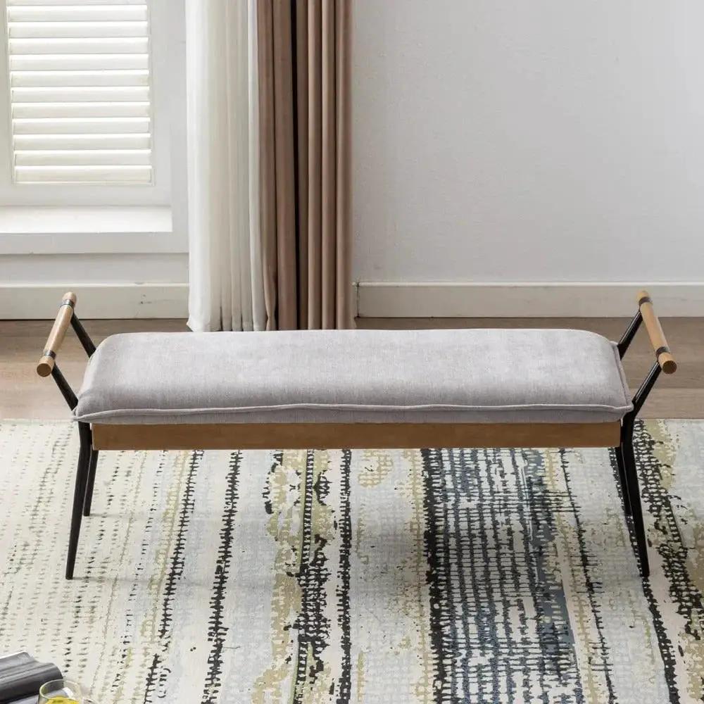 Chenille Storage Bench with Entryway Shelf and Modern Design by House Of Avana