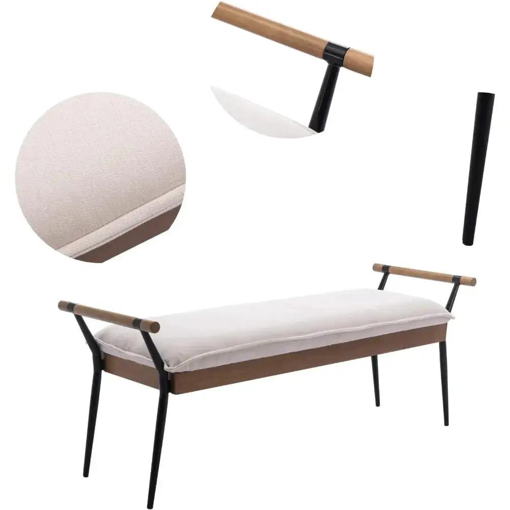 Chenille Storage Bench with Entryway Shelf and Modern Design by House Of Avana