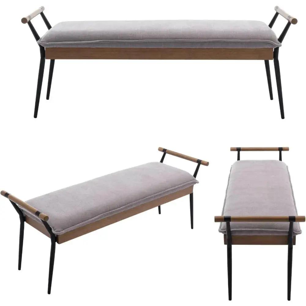 Chenille Storage Bench with Entryway Shelf and Modern Design by House Of Avana