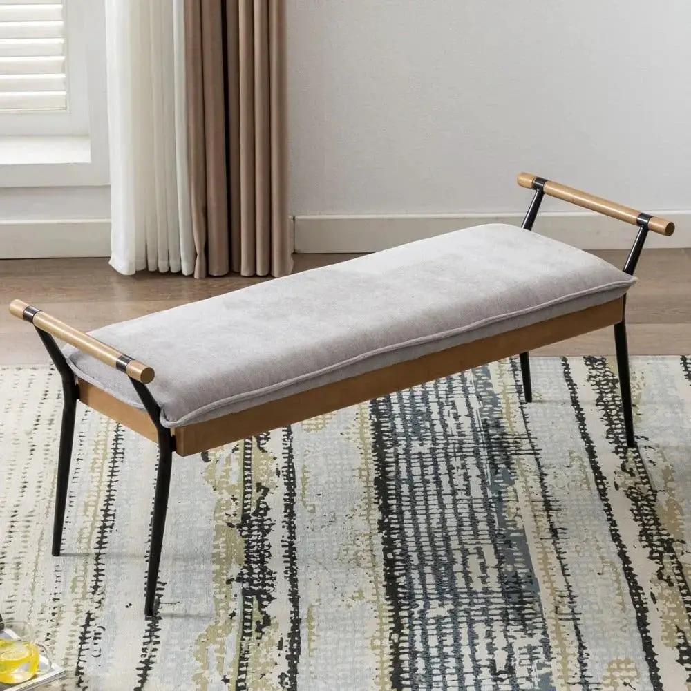 Chenille Storage Bench with Entryway Shelf and Modern Design by House Of Avana