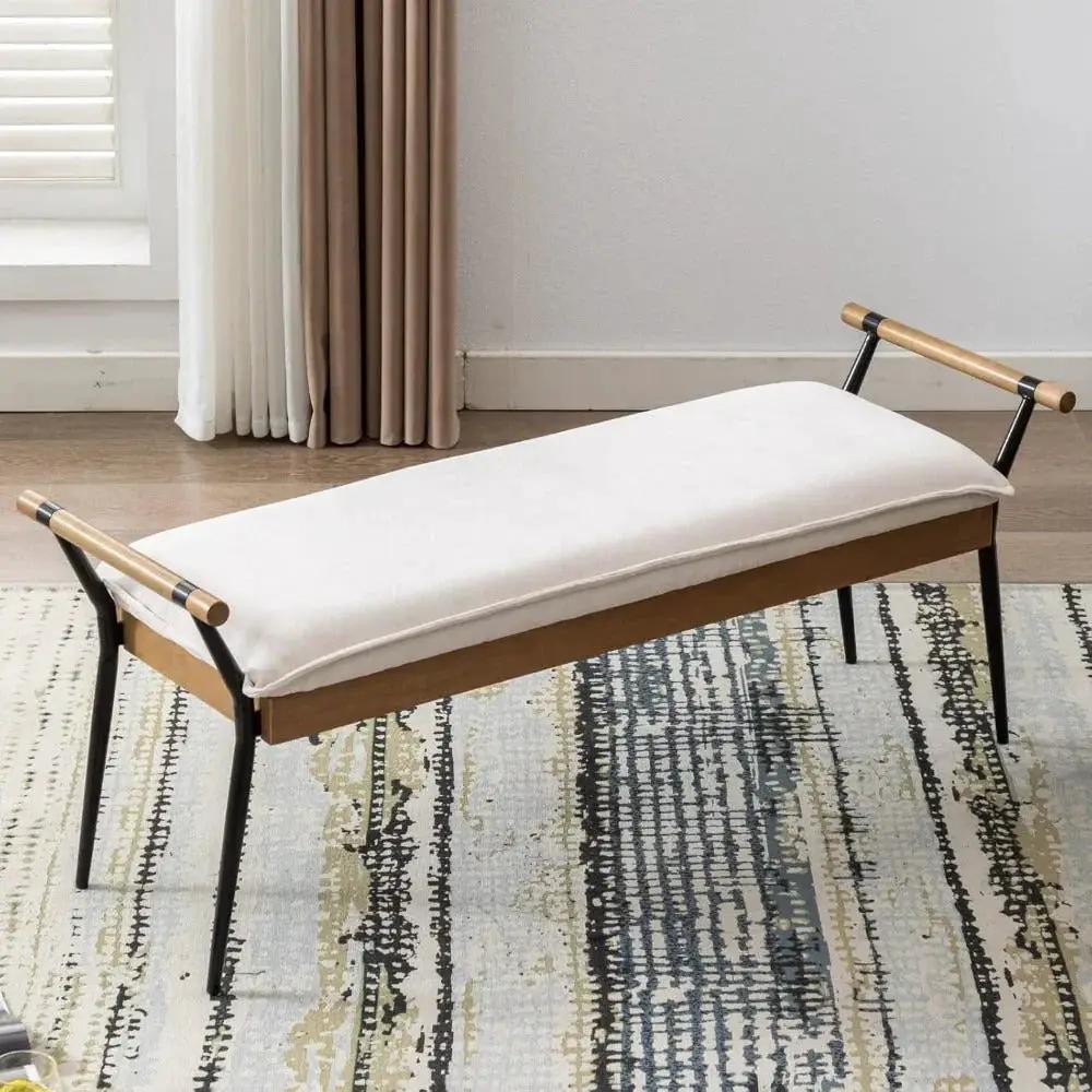 Chenille Storage Bench with Entryway Shelf and Modern Design by House Of Avana