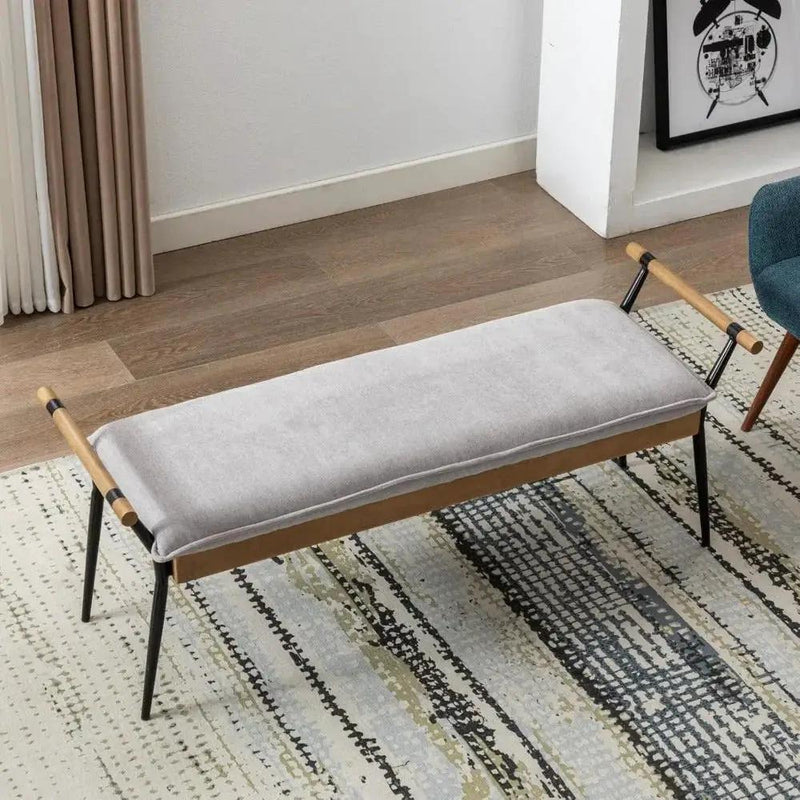 Chenille Storage Bench with Entryway Shelf and Modern Design by House Of Avana