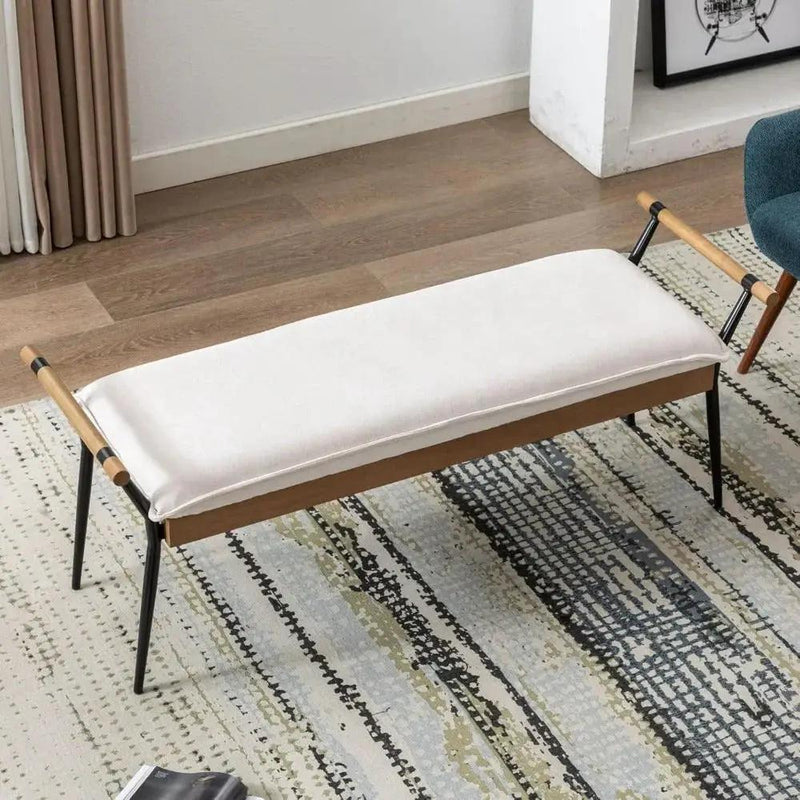 Chenille Storage Bench with Entryway Shelf and Modern Design by House Of Avana