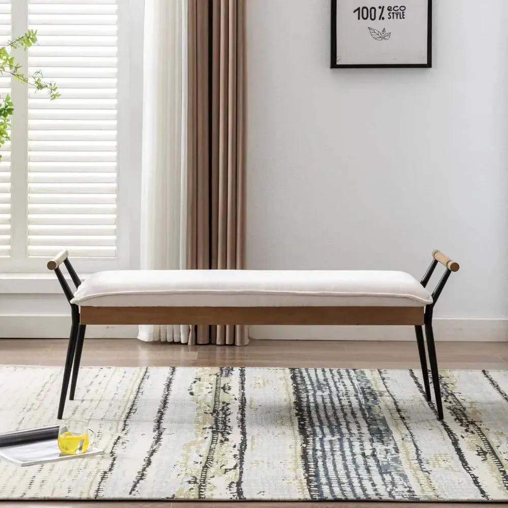 Chenille Storage Bench with Entryway Shelf and Modern Design by House Of Avana
