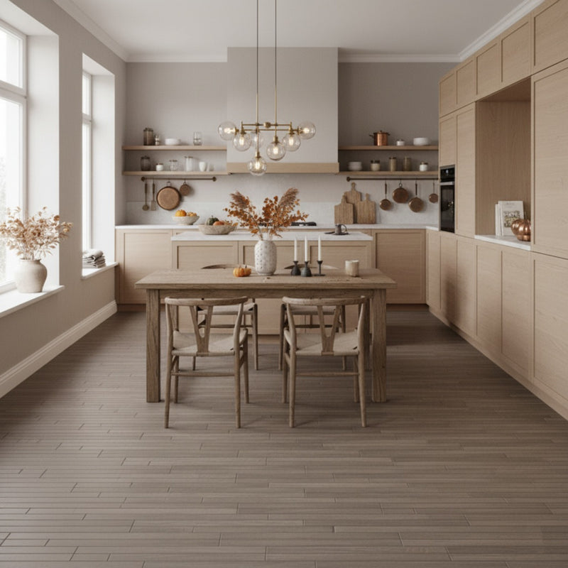 Almond Matte Groove Wood Look Porcelain Mosaics 8x40 Porcelain Matte 8x48 Mosaics — 3