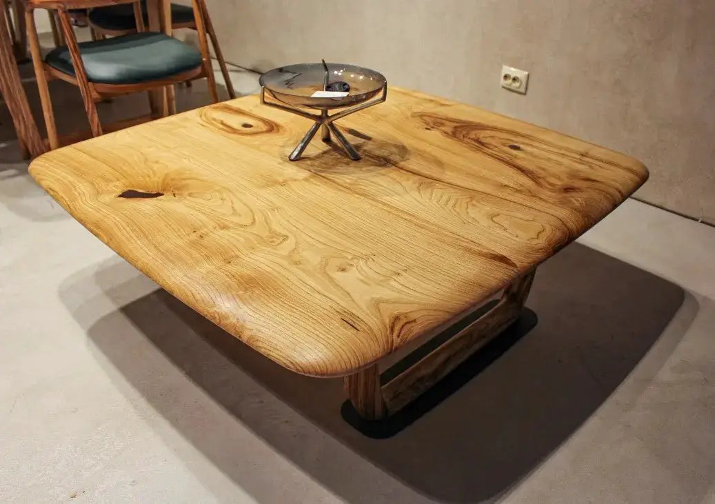 Rustic Solid Chestnut Wood Coffee Table with chestnut legs by Gizz