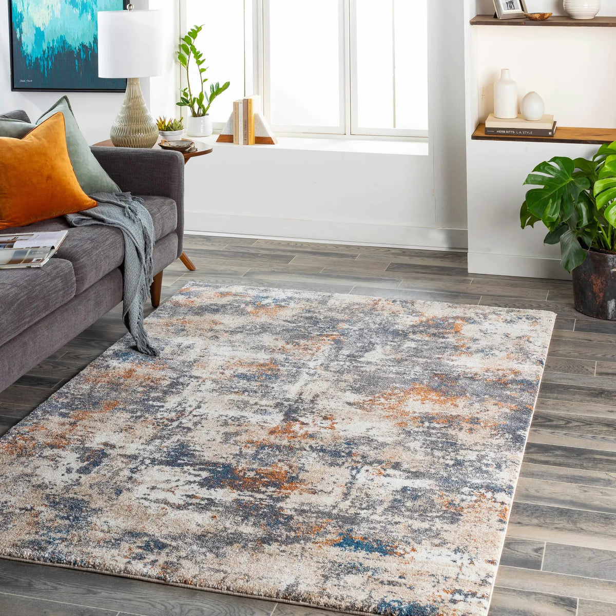 Chetwynd Abstract Thick Rug - Clearance, installed in a room
