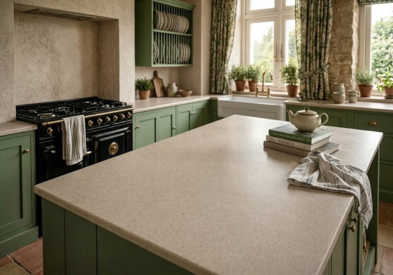 Cheverny Honed Filled Limestone Slab Random room scene