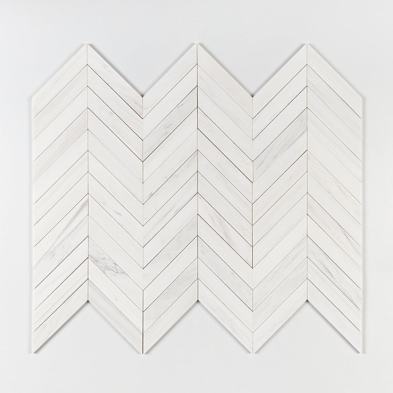 Bianco Dolomiti Honed Chevron Waterjet Marble Waterjet Mosaics 13x10 Marble Honed 14x14 Waterjet Mosaics — 1