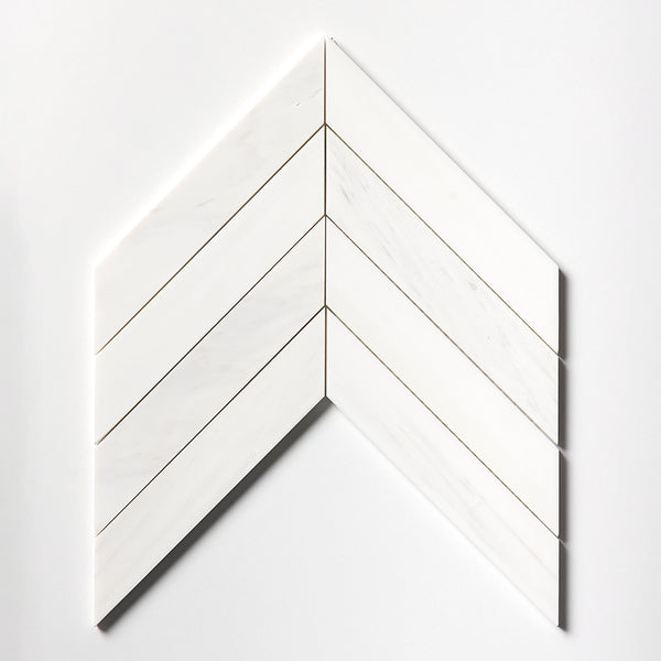 Bianco Dolomiti Honed Chevron Waterjet Marble Waterjet Mosaics 13x10