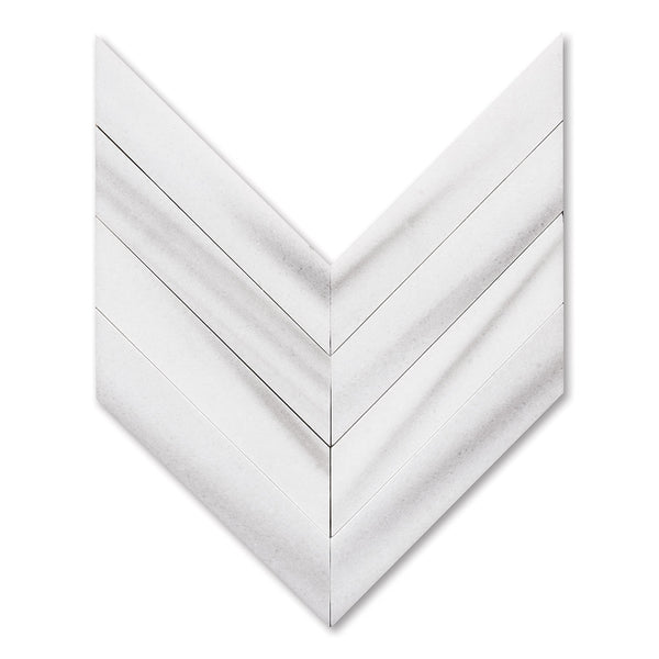 Mink White Polished Chevron Waterjet Marble Mosaics 13x10