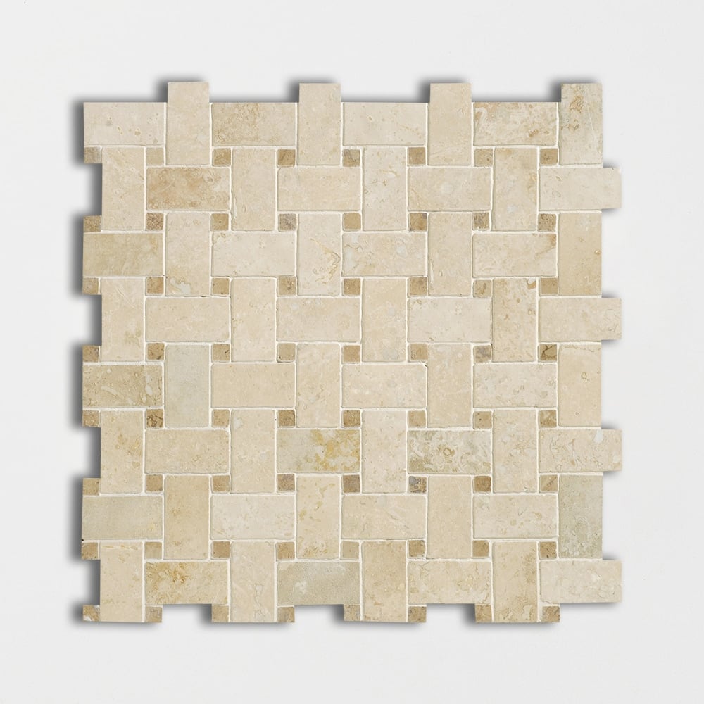 Chiaro Honed Filled Basket Weave Travertine Mosaics 12x12 Travertine Honed Filled 12x12 Mosaics