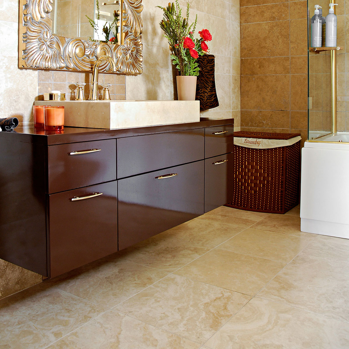 Chiaro Polished Filled Travertine Tiles 12x12 Travertine Polished Filled 12x12 Tiles — 2