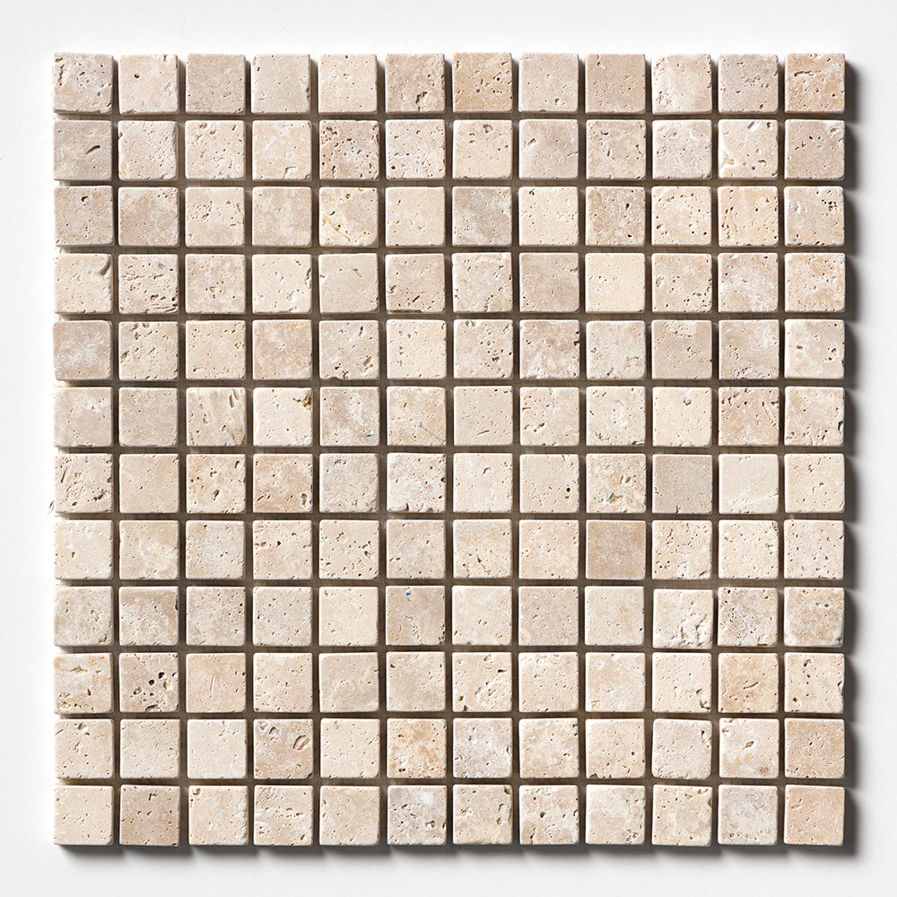 Chiaro Tumbled 1x1 Travertine Mosaics 12x12 Travertine Tumbled 12x12 Mosaics