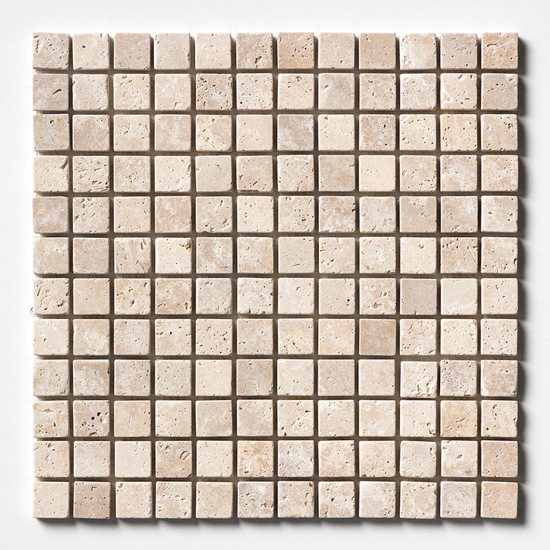 Chiaro Tumbled 1x1 Travertine Mosaics 12x12 Travertine Tumbled 12x12 Mosaics