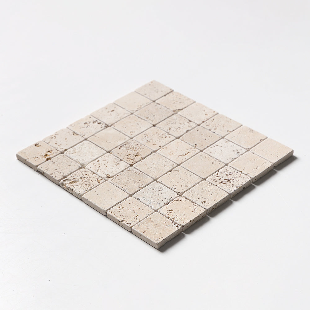 Chiaro Tumbled 2x2 Travertine Mosaics 12x12 Travertine Tumbled 12x12 Mosaics — 2