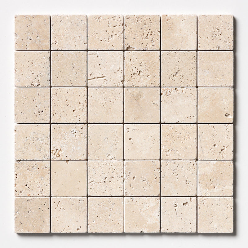 Chiaro Tumbled 2x2 Travertine Mosaics 12x12 Travertine Tumbled 12x12 Mosaics