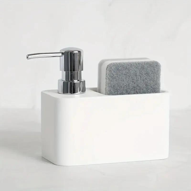 Chic Black & White Marble-Inspired Soap Dispenser with Sponge Holder - Perfect for Bathroom Decor by House Of Avana