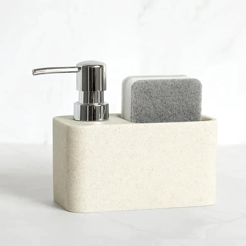 Chic Black & White Marble-Inspired Soap Dispenser with Sponge Holder - Perfect for Bathroom Decor by House Of Avana