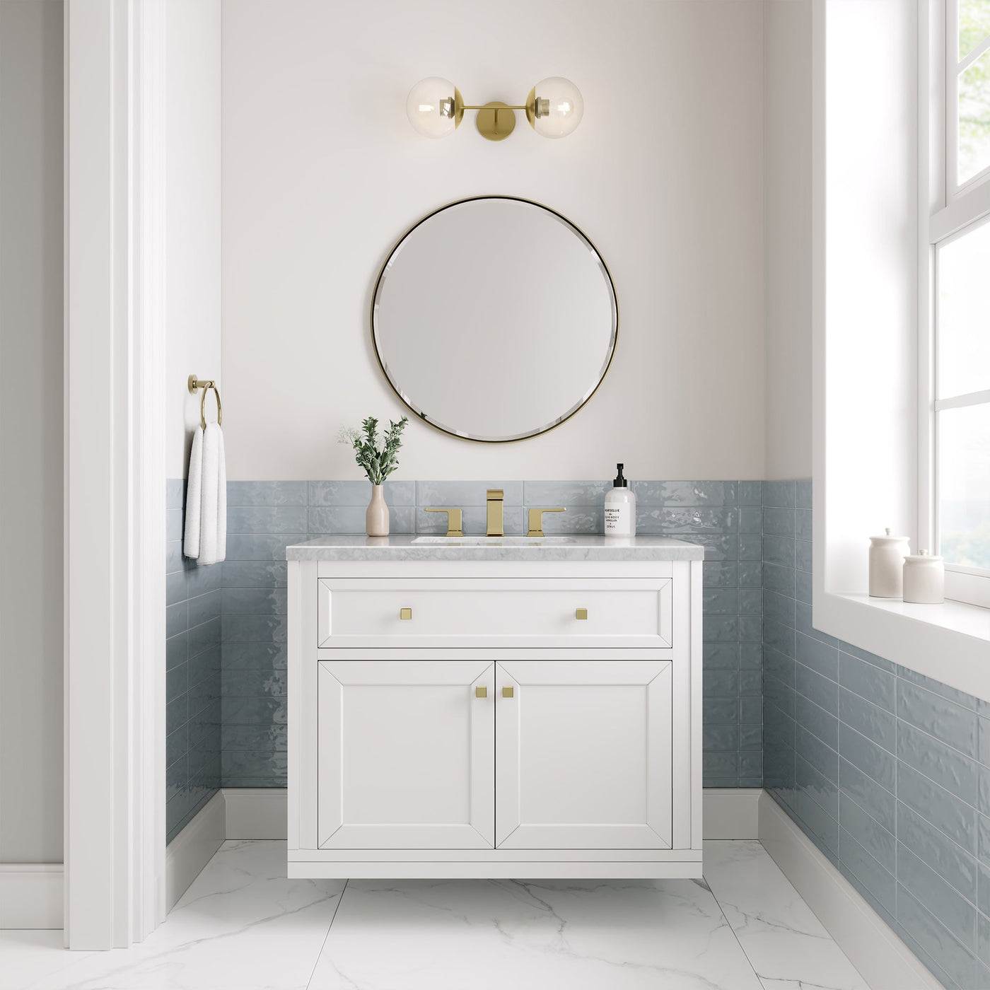 James Martin Chicago 36" Single Bathroom Vanity, Glossy White, cabinet without a countertop