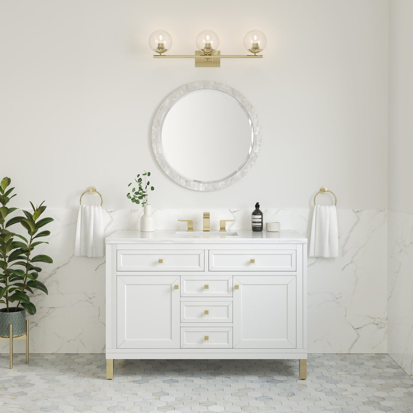 James Martin Chicago 48" Single Bathroom Vanity, Glossy White, cabinet without a countertop