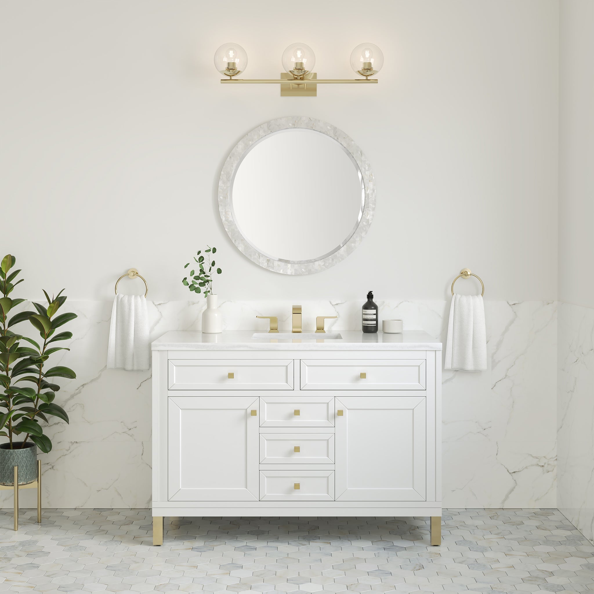 James Martin Chicago 48" Single Bathroom Vanity, Glossy White, cabinet without a countertop