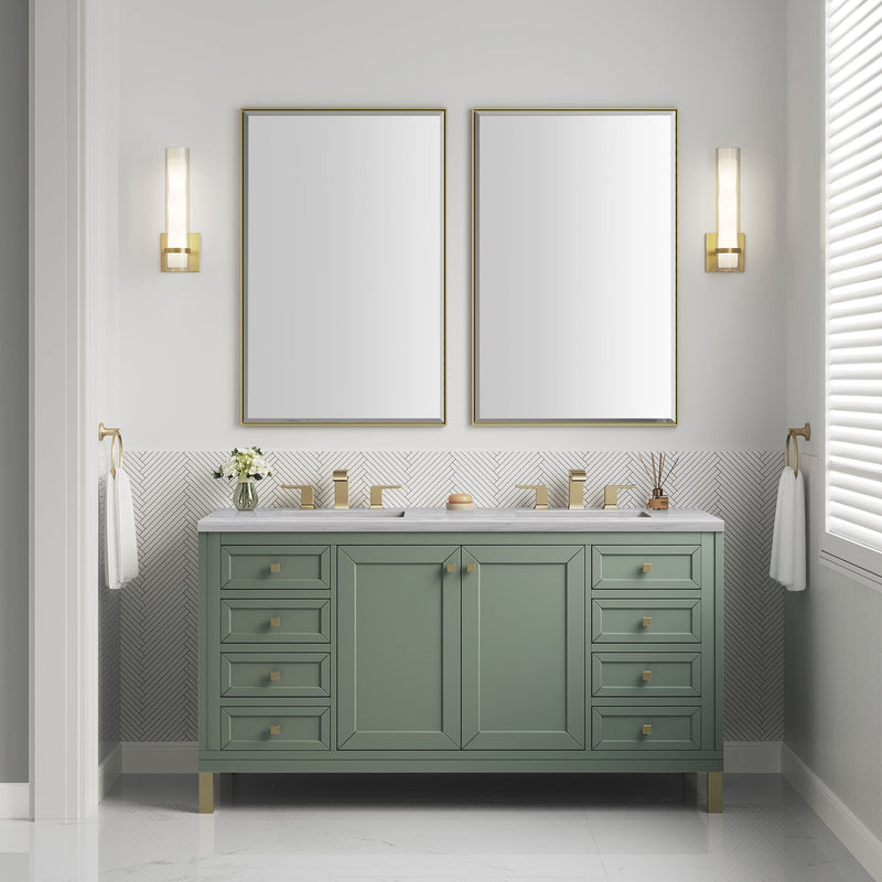 James Martin Chicago 60" Double Vanity Cabinet, Smokey Celadon