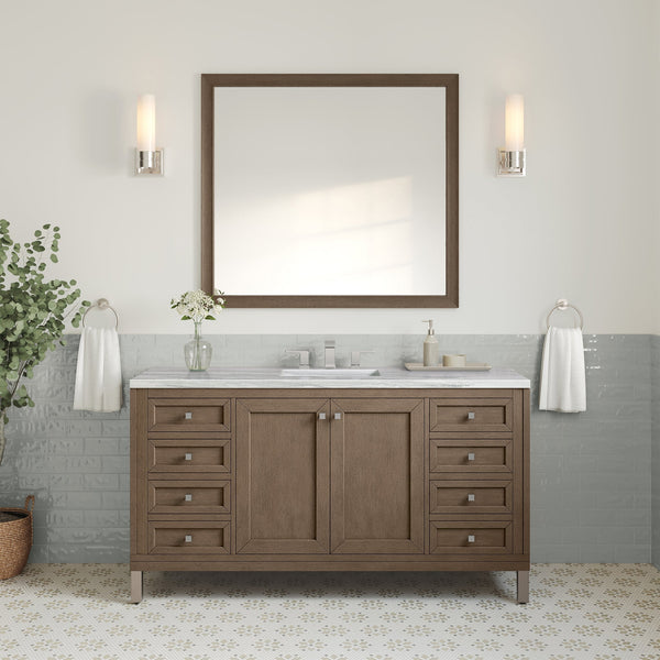 James Martin Chicago 60" Double Vanity Cabinet, Walnut Whisper