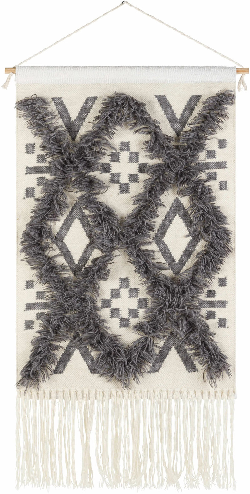 Chapelton Gray Geometric Textured Wall Hanging - Clearance by Boutique Rugs