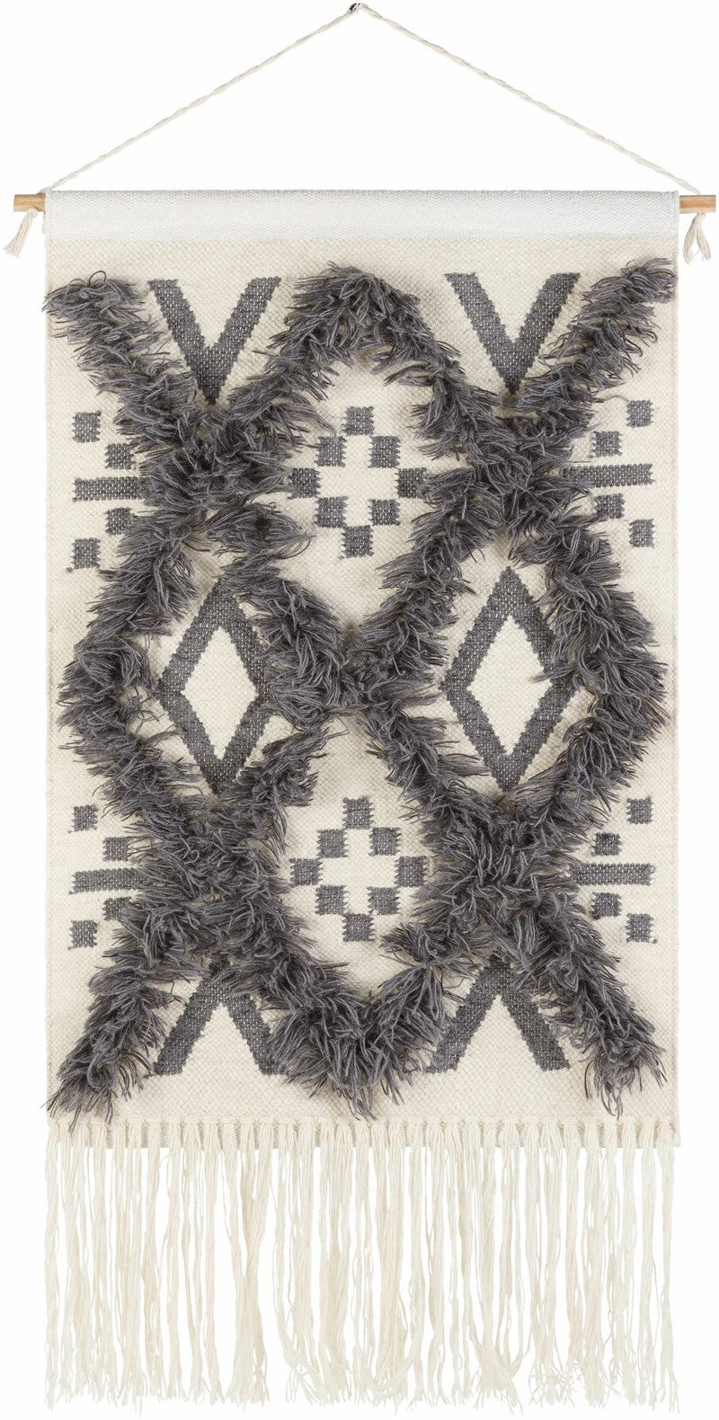 Chapelton Gray Geometric Textured Wall Hanging - Clearance by Boutique Rugs