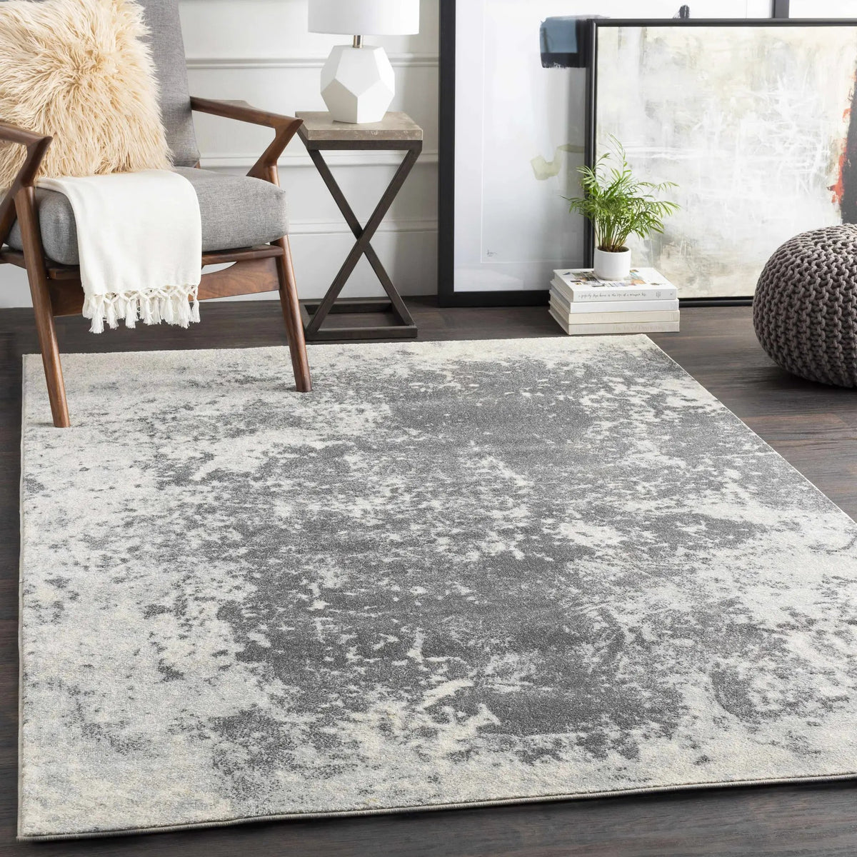 Chriesman Black/Beige Abstract Rug - Clearance, installed in a room