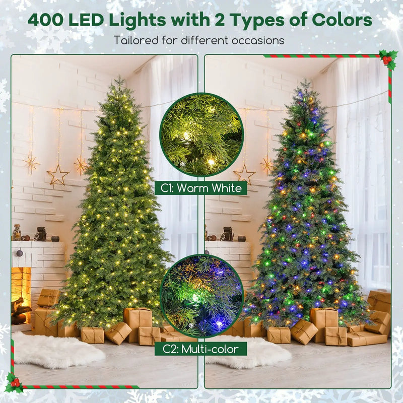 6/7.5 Feet Pre-Lit Artificial Christmas Tree with 11 Modes and Metal Stand by DirectDeals