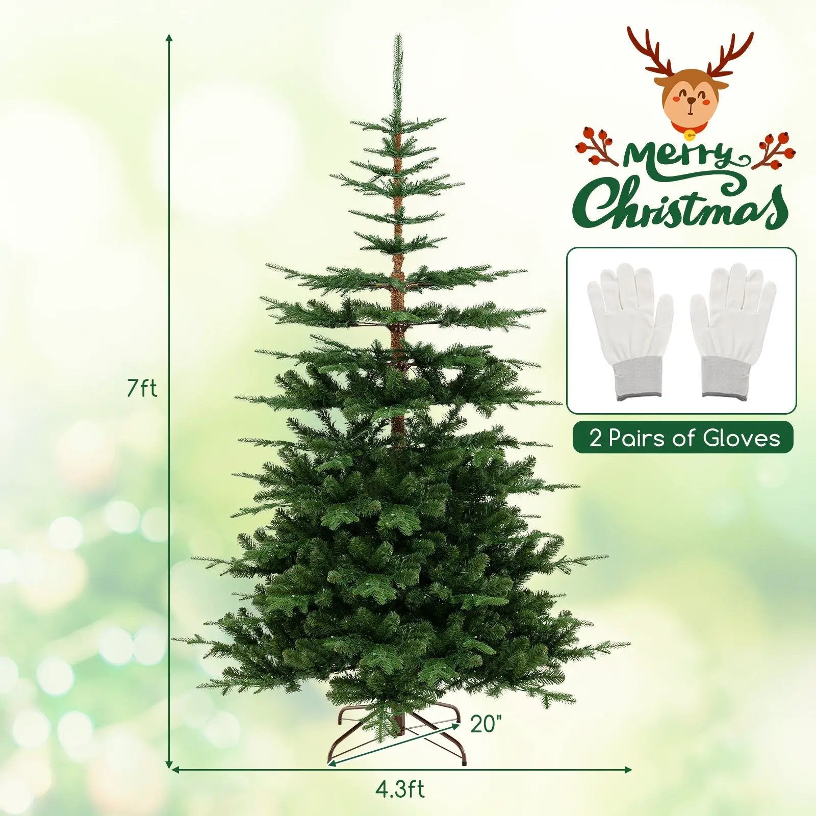 7 Feet Hinged Artificial Pre-lit Christmas Tree with 1303 Branch Tips by DirectDeals