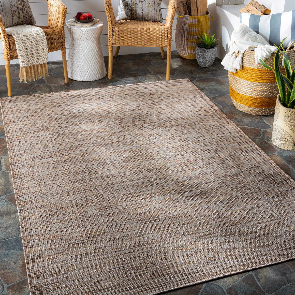 Coolville Brown Flatweave Outdoor Area Carpet - Clearance, installed in a room