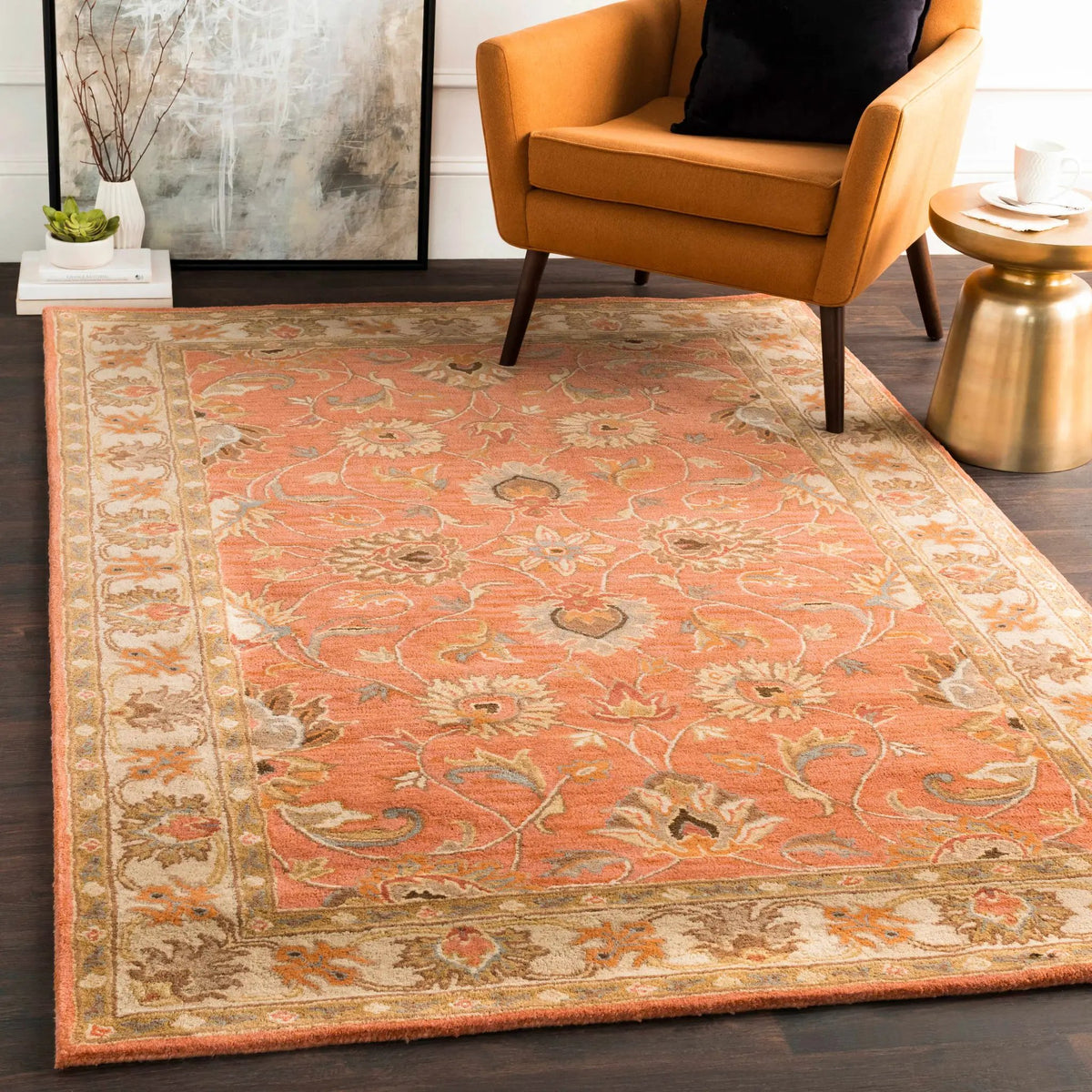 Caesar Hand Tufted Burnt Orange 1124 Wool Carpet, installed in a room 4