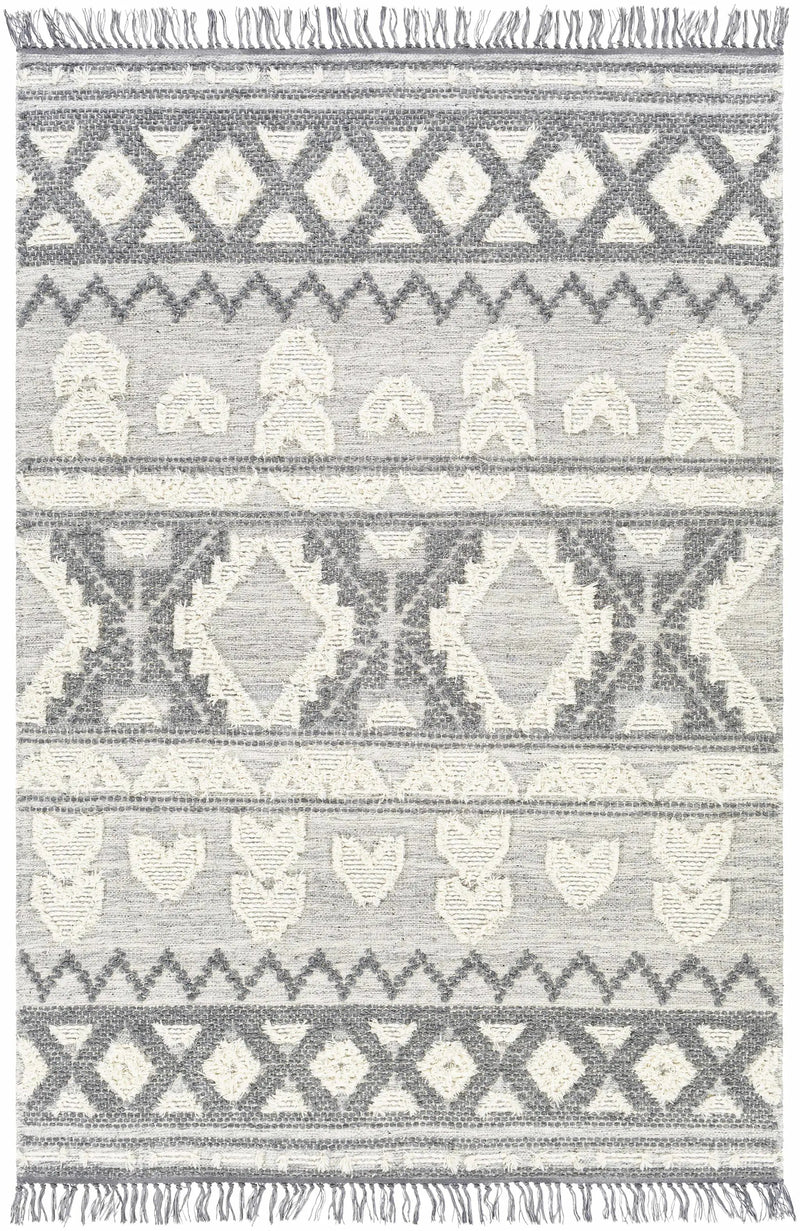 Gakona High-Low Cream&Charcoal Wool Rug - Clearance by Boutique Rugs