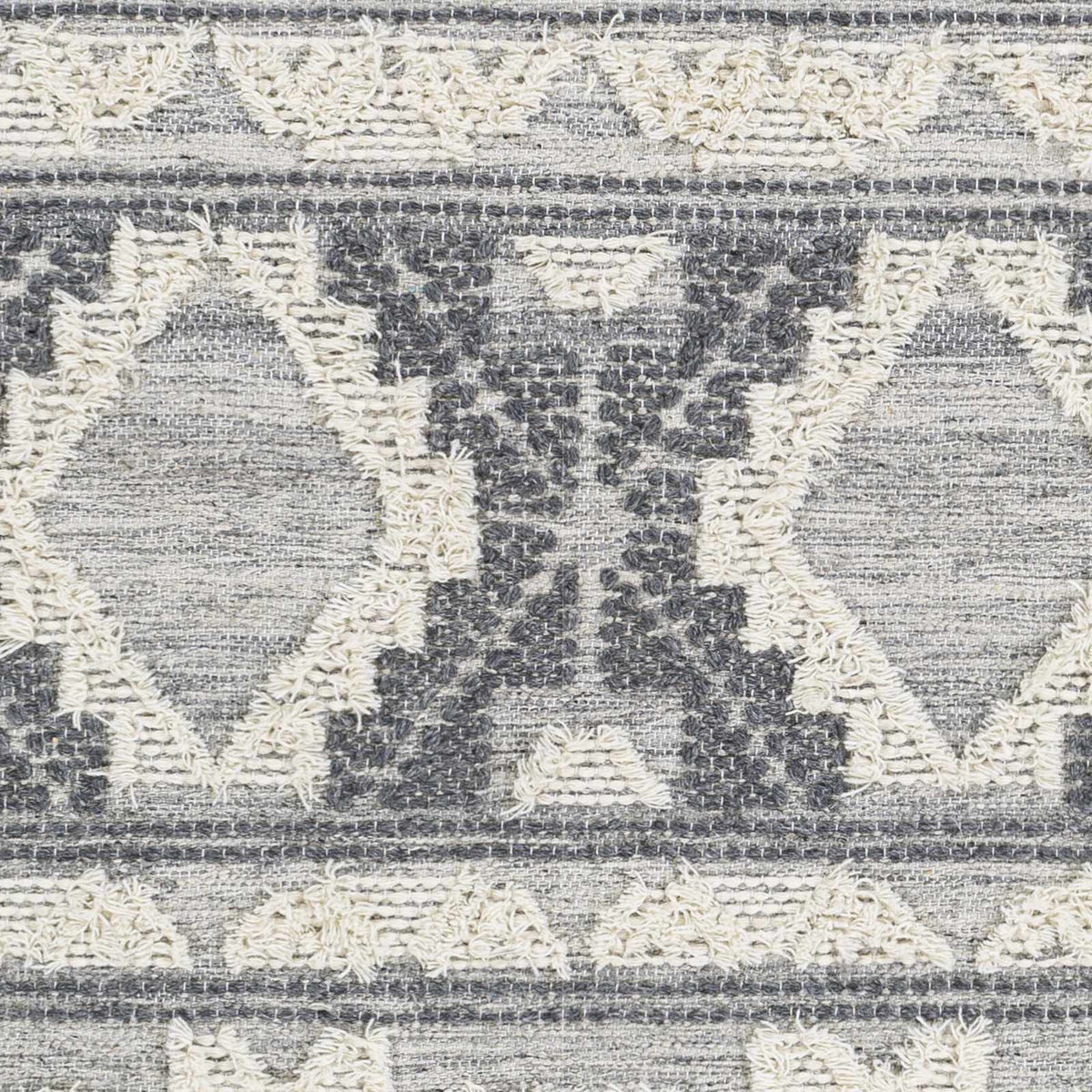 Gakona High-Low Cream&Charcoal Wool Rug - Clearance, sample swatch
