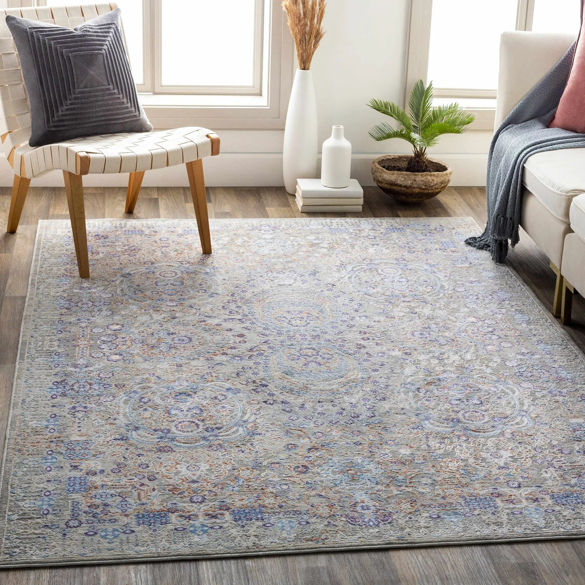 Aisha Abstract Premium Sheen Viscose Rug - Clearance, installed in a room