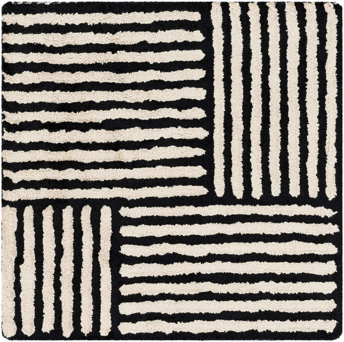 Black&White Striped Sheen Viscose Area Rug, photo 9 of 10