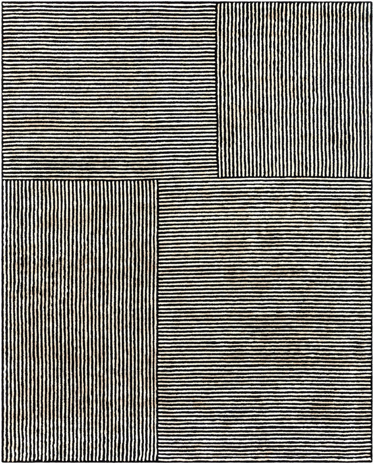 Black&White Striped Sheen Viscose Area Rug, photo 7 of 10