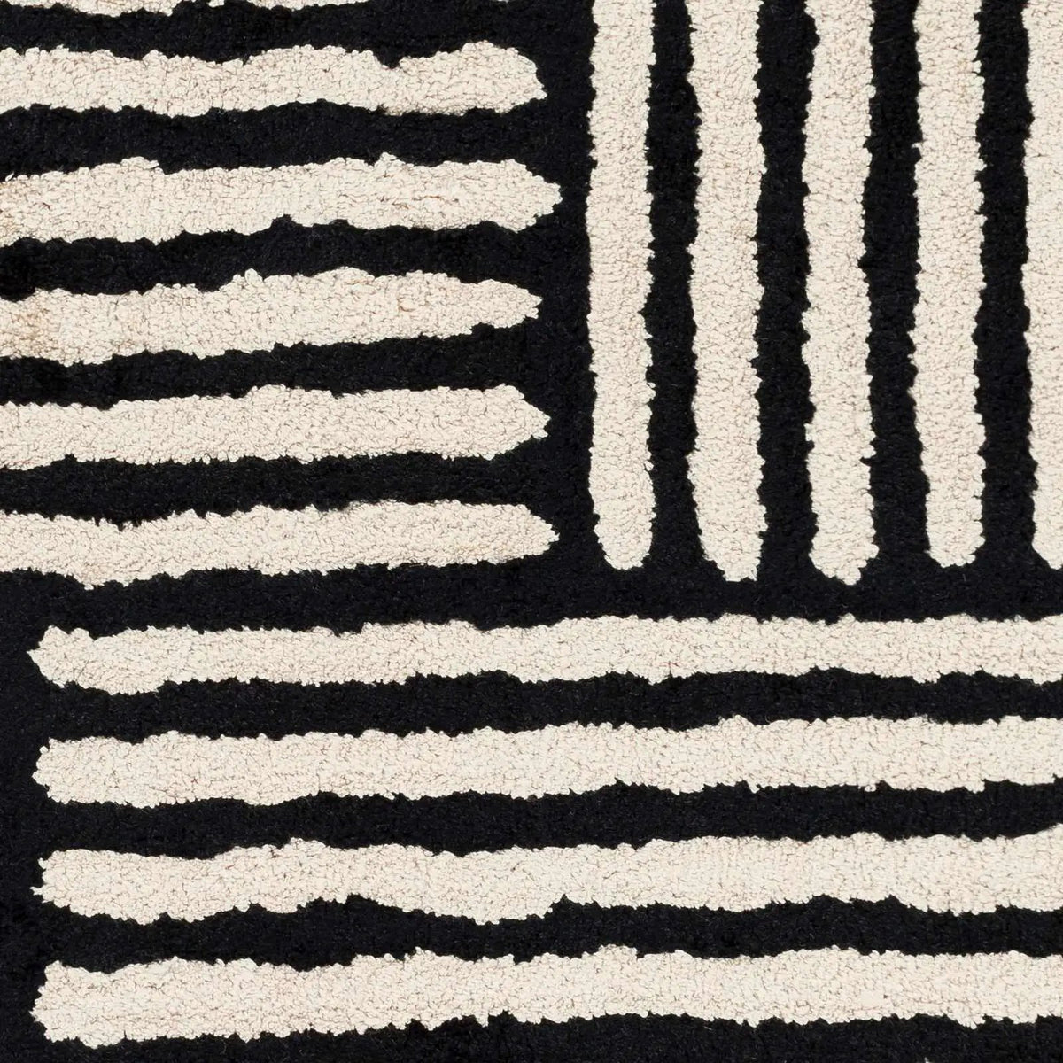 Black&White Striped Sheen Viscose Area Rug, sample swatch