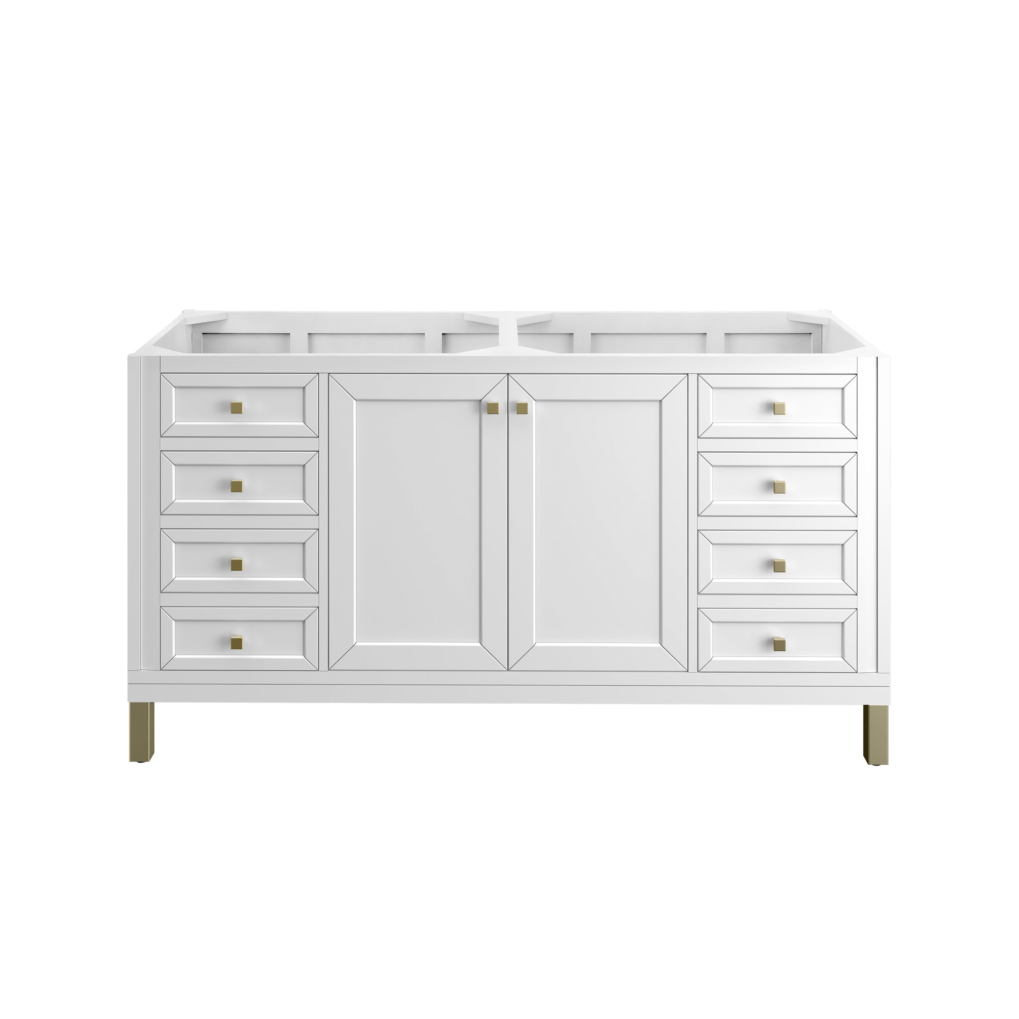 James Martin Chicago 60" Double Vanity Cabinet, Glossy White, view 4