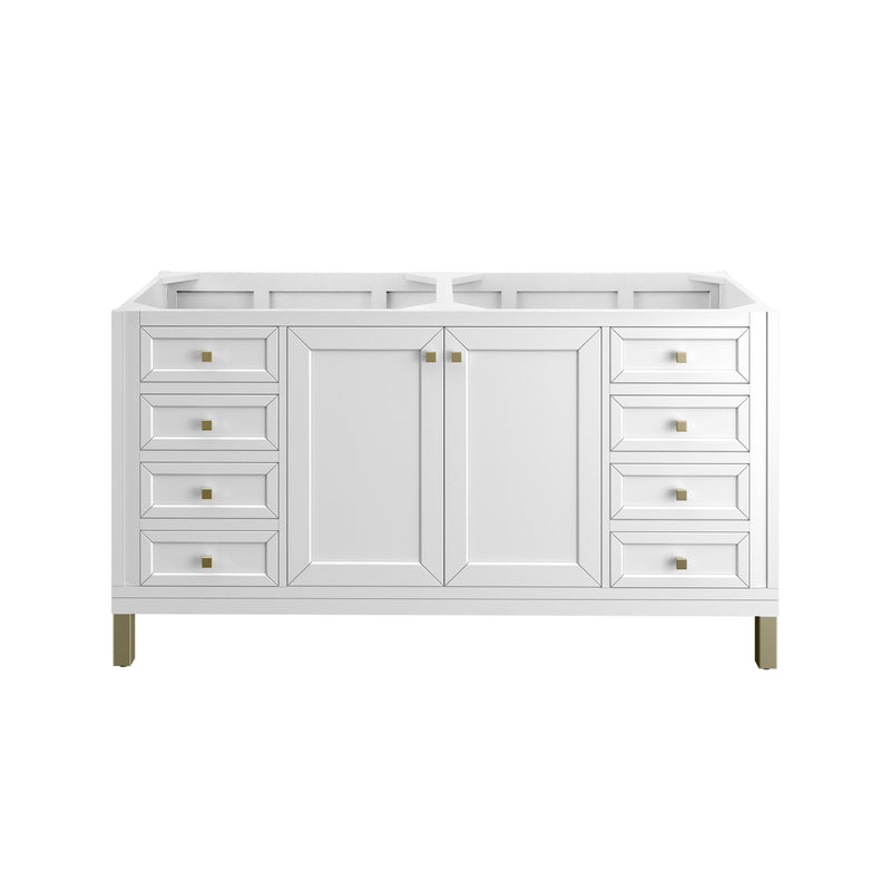 James Martin Chicago 60" Double Vanity Cabinet, Glossy White, view 4