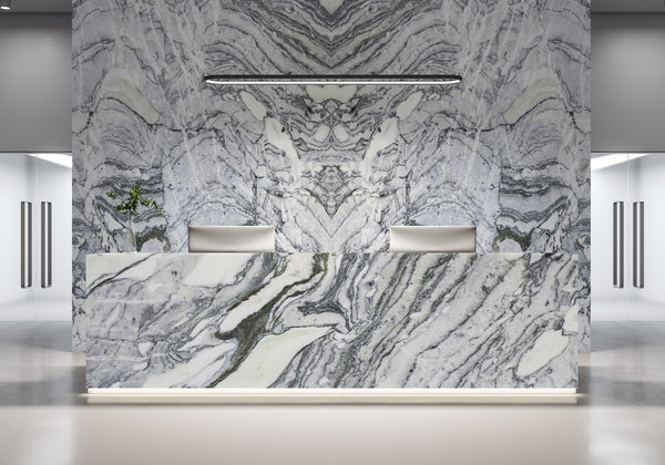 Cipollino Gray Honed Marble Slab Random 3/4 room scene