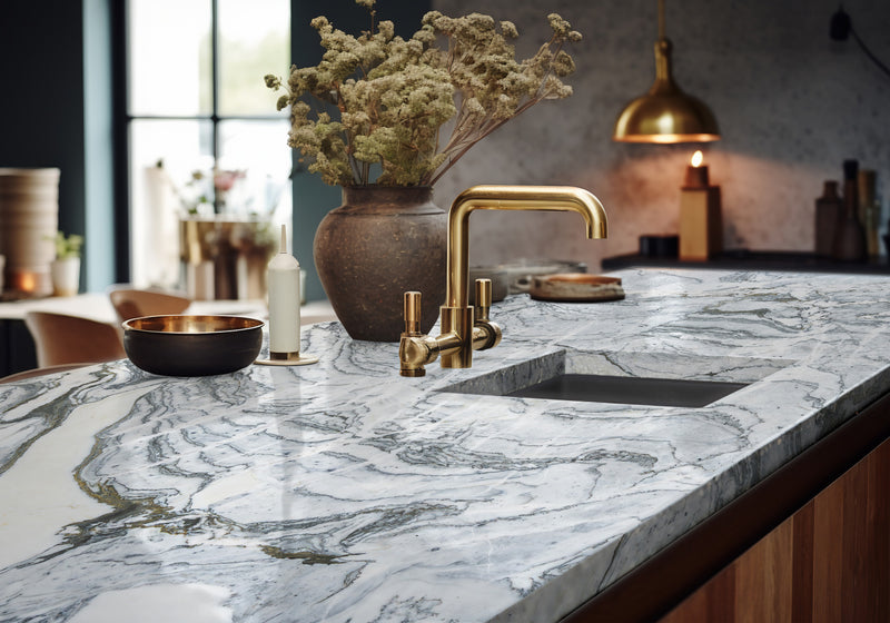 Cipollino Gray Honed Marble Slab Random 3/4 room scene 2