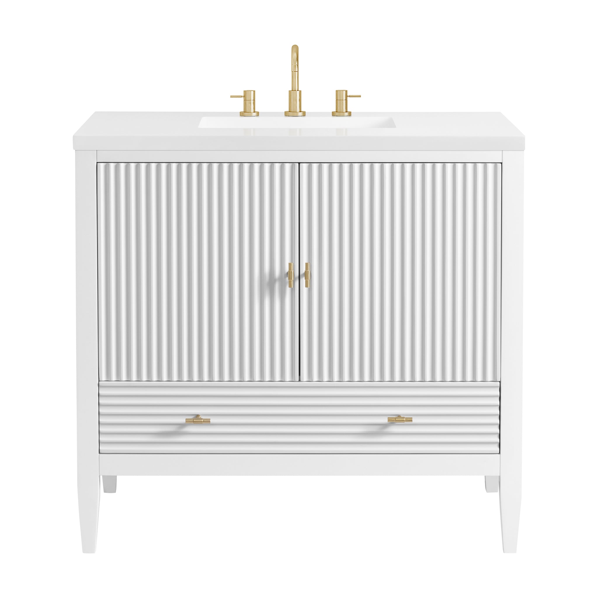 James Martin Myrrin 36" Single Bathroom Vanity, Bright White, view 34