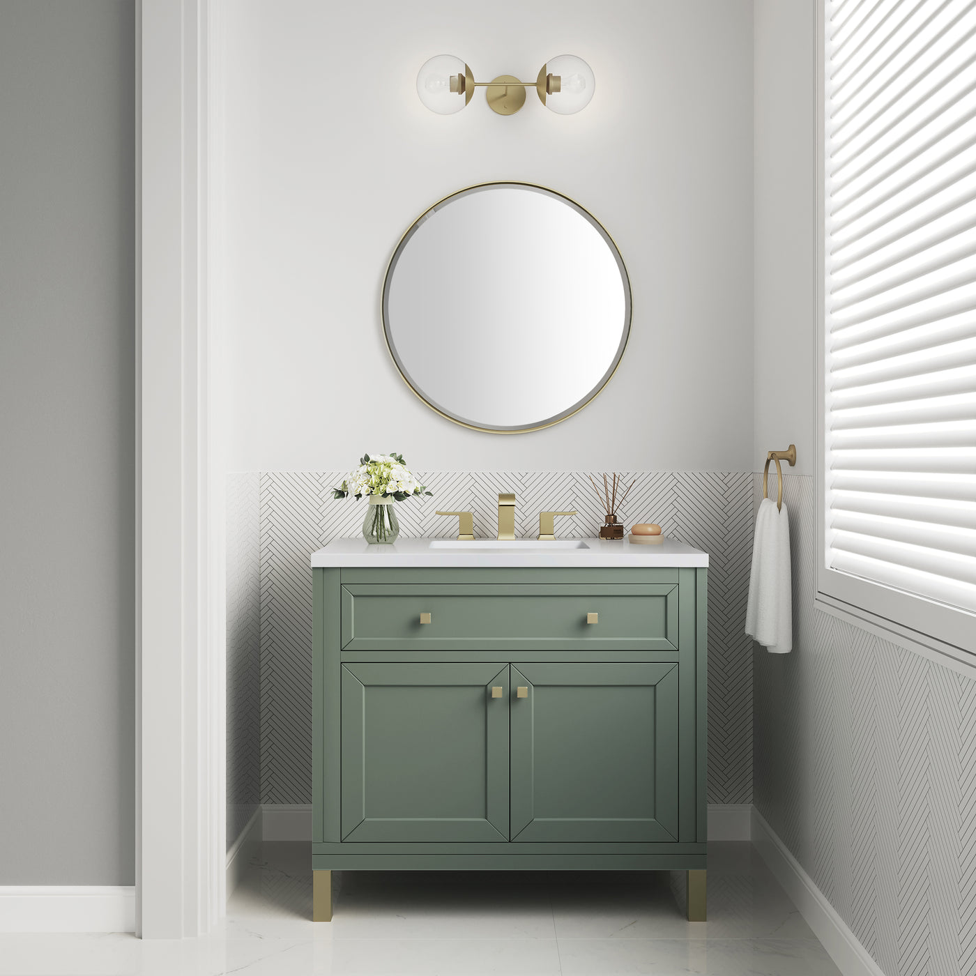 James Martin Chicago 36" Single Bathroom Vanity, Smokey Celadon, view 23