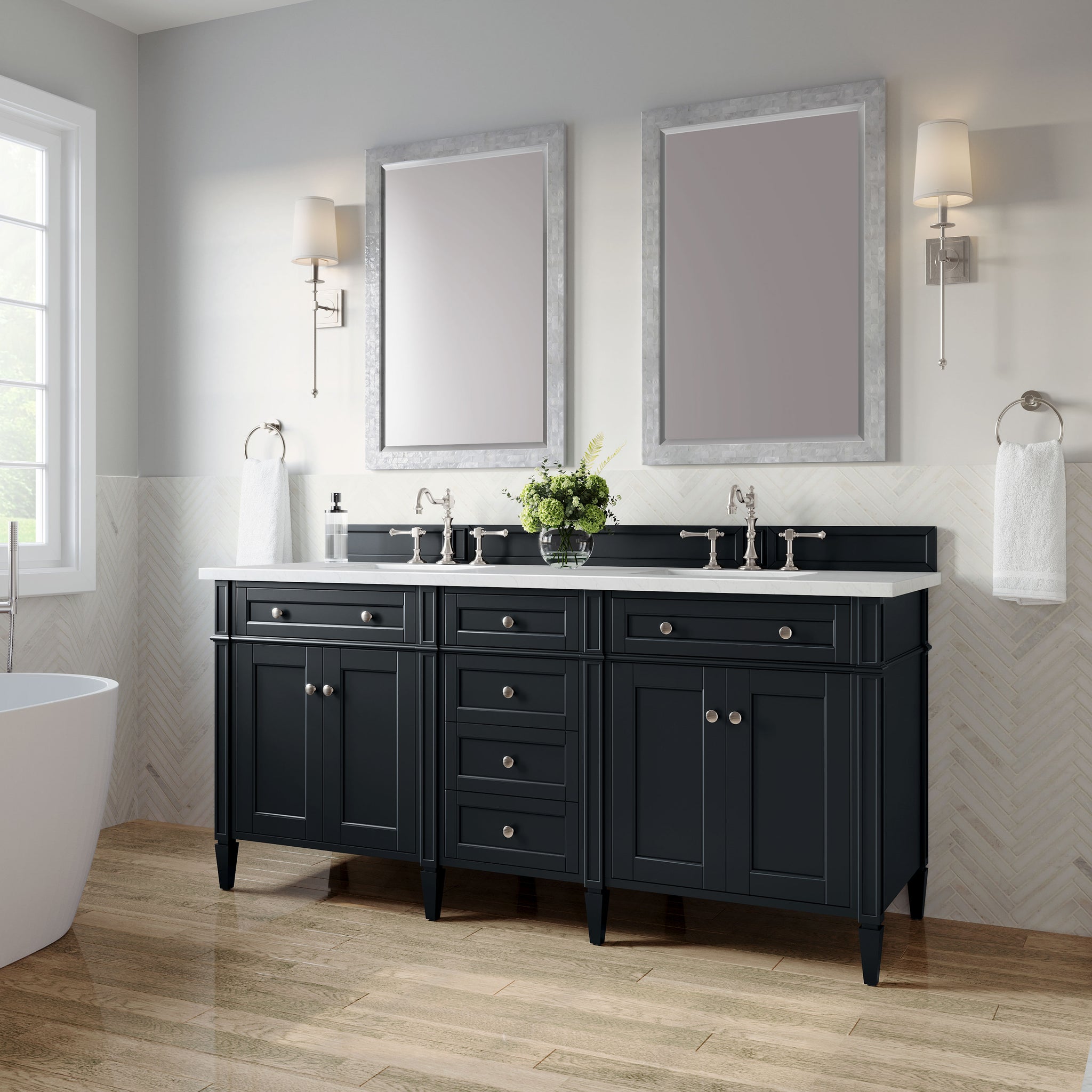 James Martin Brittany 72" Double Bathroom Vanity, Black Onyx, view 32
