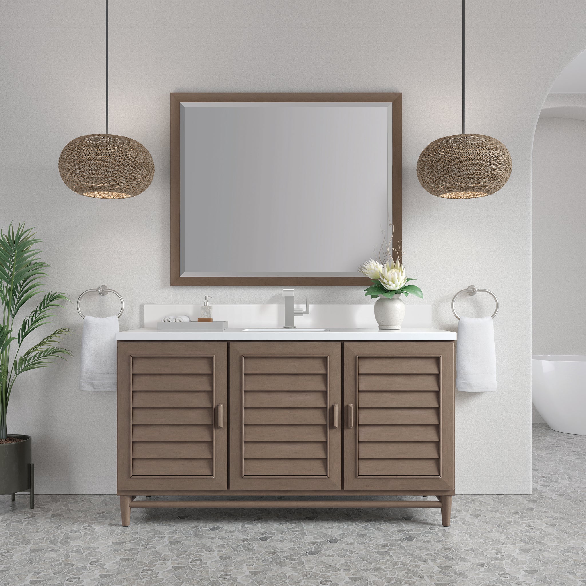 James Martin Portland 60" Single Bathroom Vanity, Whitewashed Walnut, view 39